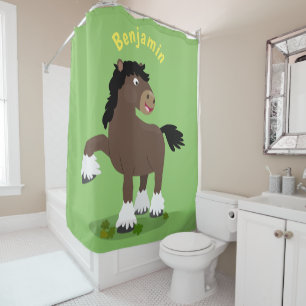 Rideaux De Douche Caricature de cheval de trait de Cute Clydesdale