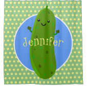 Rideaux De Douche Caricature de cornichon joyeux (Devant)