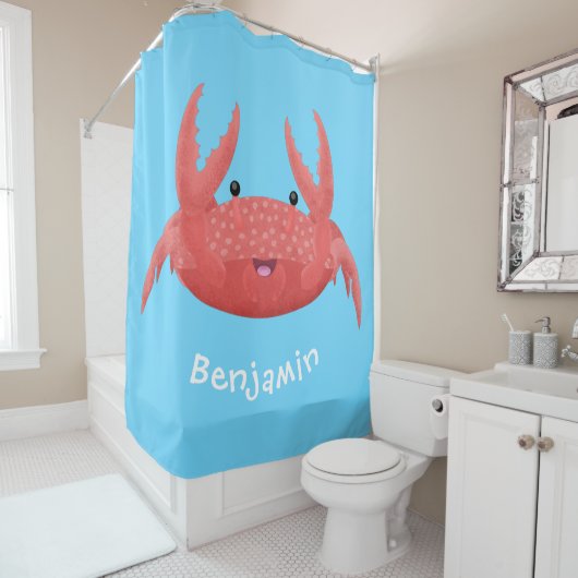 Rideaux De Douche Caricature de crabe rouge cuite (En situation)