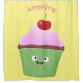 Rideaux De Douche Caricature de cupcake joyeux (Devant)