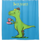 Rideaux De Douche Caricature de dinosaure vert t rex (Devant)