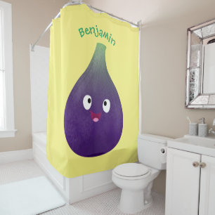 Rideaux De Douche Caricature de fruits mauve joyeux aux figues