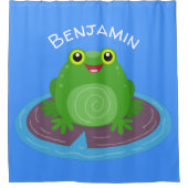Rideaux De Douche Caricature de grenouille verte mignonne (Devant)