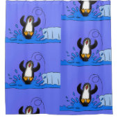 Rideaux De Douche Caricature de manchot joyeux sautant (Devant)