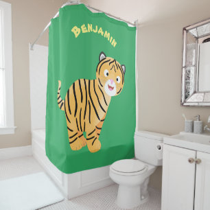 Rideaux De Douche Caricature de petit tigre joyeux