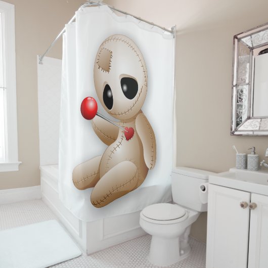 Rideaux De Douche Caricature de poupée vaudou en amour (En situation)