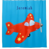 Rideaux De Douche Caricature de vol d'avion rouge mignon (Devant)