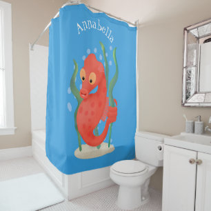 Rideaux De Douche Caricature d'hippocampe pygmée