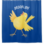 Rideaux De Douche Caricature d'oiseau canari jaune chantant mignon (Devant)