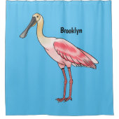 Rideaux De Douche Caricature d'oiseau de spatule de rose (Devant)