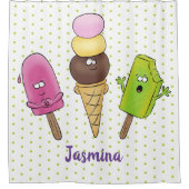 Rideaux De Douche Caricature drôles de glace popsicle dessin animé t (Devant)