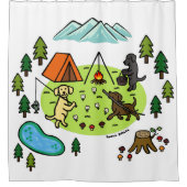 Rideaux De Douche Caricature du camping des Trois Labradors (Devant)