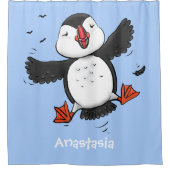 Rideaux De Douche Caricature en bleu bouffin joyeux (Devant)