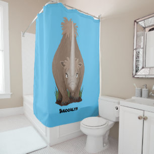 Rideaux De Douche Caricature en élasmère de rhinocéros laineux