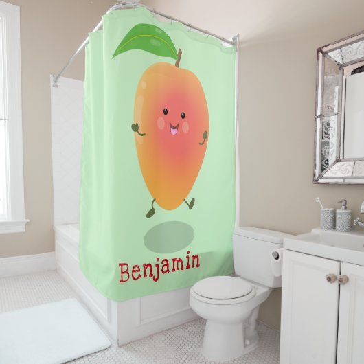 Rideaux De Douche Caricature jaune mangue mignonne (En situation)