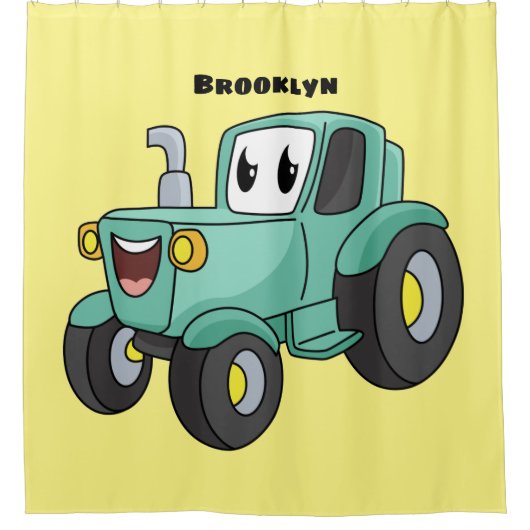 Rideaux De Douche Caricature joli tracteur vert joyeux (Devant)