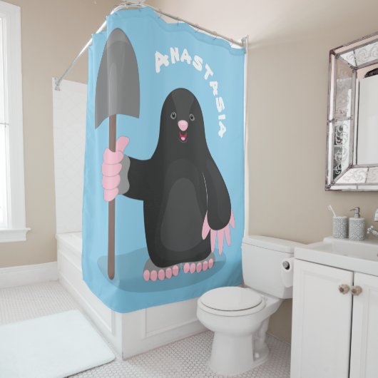 Rideaux De Douche Caricature mole joyeux (En situation)