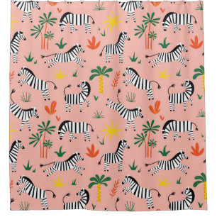 Rideaux De Douche Caricature Zebras Funny Motif sans couture