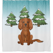 Rideaux De Douche Carlin Cavalier King Charles Spaniel Ruby en Hiver (Devant)