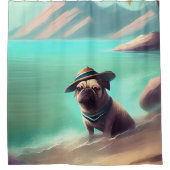 Rideaux De Douche Carlin profitant de la peinture sur plage (Devant)