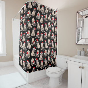 Rideaux De Douche Carlins en Santa Hats Motif de Noël