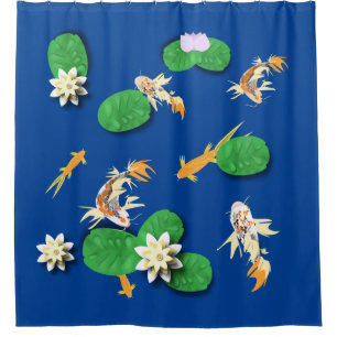 Rideaux De Douche Carpes Koï et nénuphar