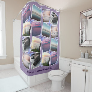 Rideaux De Douche Carré Instagram Image Collage Violet