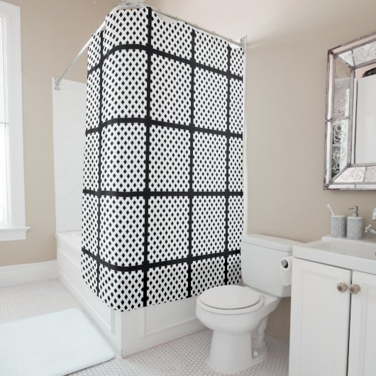 RIDEAUX DE DOUCHE CARRÉ NOIR TENDANCE (En situation)