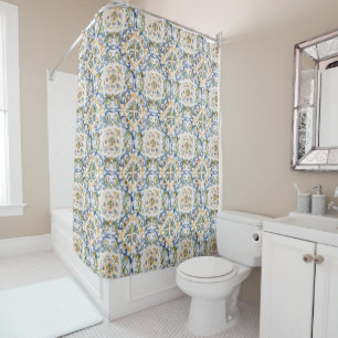 Rideaux De Douche Carreau Bleu