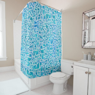 Rideaux De Douche Carreau de verre mosaïque turquoise bleu moderne c