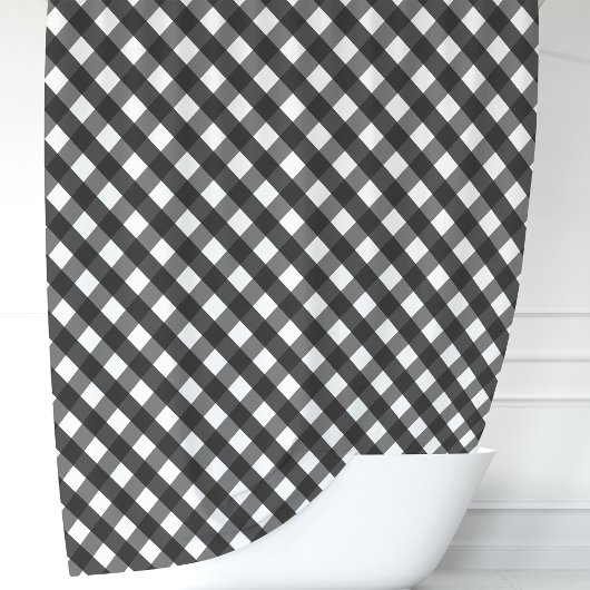 Rideaux De Douche Carreau Gingham Noir et Blanc