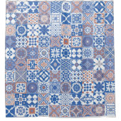 Rideaux De Douche carreau marocain bleu,marron (Devant)