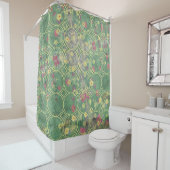 Rideaux De Douche Carreau vert floral (En situation)