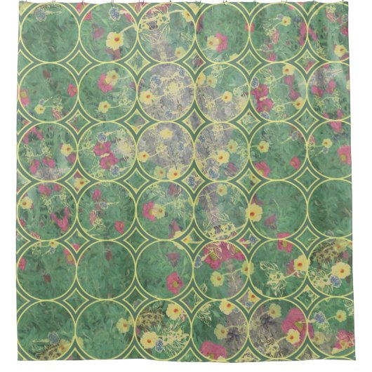 Rideaux De Douche Carreau vert floral (Devant)
