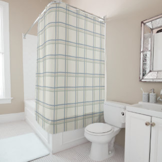 Rideaux De Douche Carreaux de fenêtre côtière en motif écossais bleu