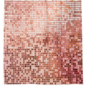 Rideaux De Douche Carreaux de mosaïque carré rose rosé