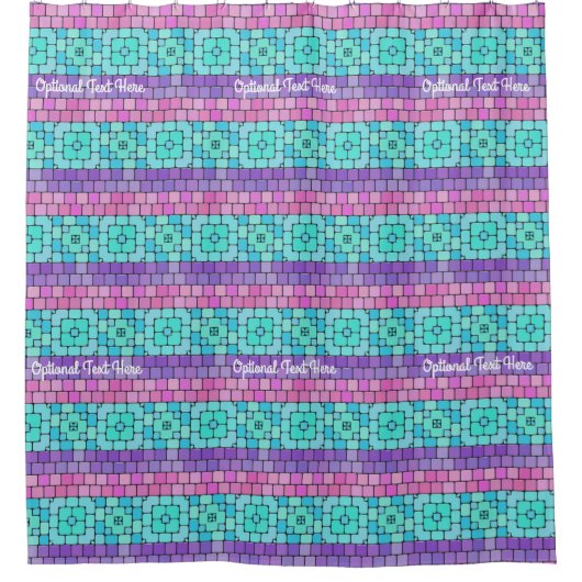 Rideaux De Douche Carreaux de mosaïque violet rose Turquoise - Texte (Devant)