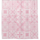 Rideaux De Douche Carreaux ornés en rose (Devant)