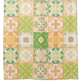 Rideaux De Douche Carreaux ornés en vert et jaune (Devant)