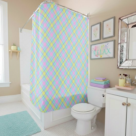 Rideaux De Douche Carreaux pastel