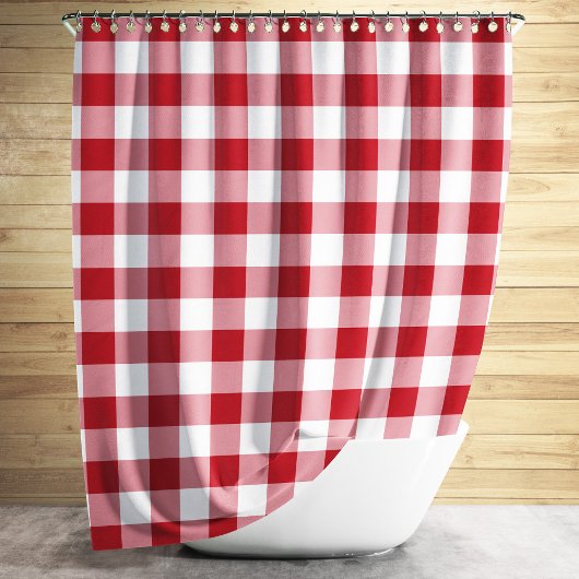 Rideaux De Douche Carreaux Rouge Classique Gingham