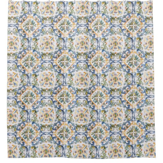 Rideaux De Douche Carrelage bleu (Devant)