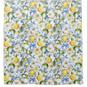 Rideaux De Douche Carrelage bleu méditerranéen et citron (Devant)