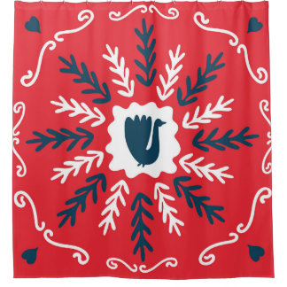 Rideaux De Douche Carrelage de Noël Folk Doodle Art