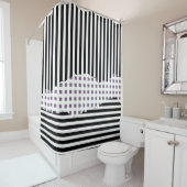 Rideaux De Douche Carrelage élégant Carrelage noir blanc violet Couc (En situation)