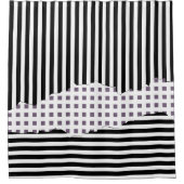 Rideaux De Douche Carrelage élégant Carrelage noir blanc violet Couc (Devant)