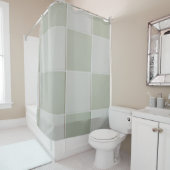 Rideaux De Douche Carrelage gris et blanc (En situation)