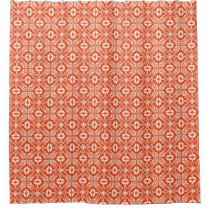 Rideaux De Douche Carrelage marocain, Coral Orange & Pastel Apricot