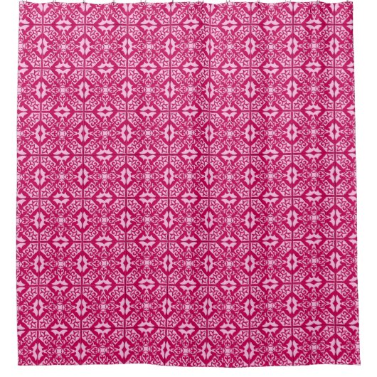 Rideaux De Douche Carrelage marocain Motif, Fuchsia et Pastel Pink (Devant)