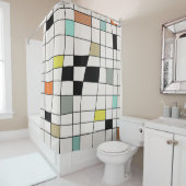 Rideaux De Douche Carrelage moderne du milieu du siècle (En situation)